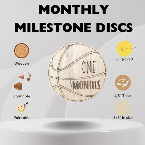 Wooden Monthly Milestone Cards – Set for Baby Photos – Newborn Milestone Discs – Engraved Wooden Baby Age Markers for Monthly Growth Photos – Perfect Baby Shower Gift - Image 2