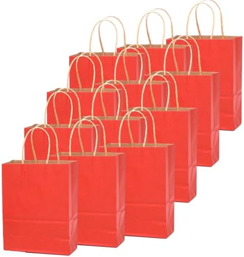 qiqee 100PCS Gift Bag with Handles Bulk Kraft Red Paper Bags Multiple Uses (13''x5 x10 inch Large Size) - Image 2