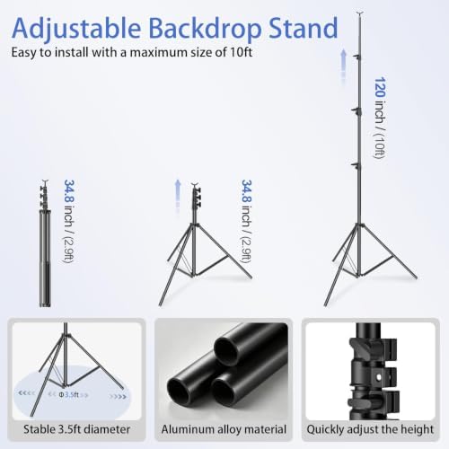 EMART Photo Backdrop Stand kit, 10 x 12 ft Back Drop Adjustable Frame for Photography, Photoshoot Banner Background Support Holder for Parties Dectoration - Image 4