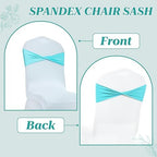 MDS Pack of 125 Spandex Chair Sashes Without Slider Buckles – Aqua Blue - Image 4