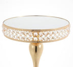 3pcs Round Mirror Cake Stands, Metal Cupcake Display Stand with Crystals, Dessert Pedestal Cupcakes Dessert Cheese Display Plates for Wedding Birthday Party for Baby Shower Home Decor - 15/11/8 Inch Tall (Gold) - Image 6
