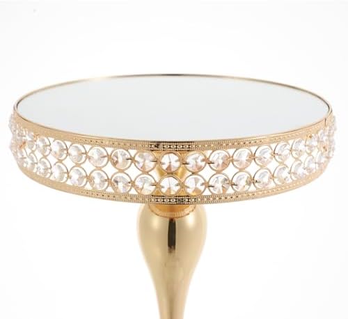 3pcs Round Mirror Cake Stands, Metal Cupcake Display Stand with Crystals, Dessert Pedestal Cupcakes Dessert Cheese Display Plates for Wedding Birthday Party for Baby Shower Home Decor - 15/11/8 Inch Tall (Gold) - Image 6