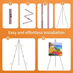 Easel Stand for Display, Aredy 63" Portable Painting Easel, Lightweight Metal Easels for Painting Canvas, Wedding Sign (4 Pack, Pink) - Image 2