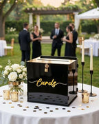 Black Acrylic Wedding Card Box with Slot and Lock, Modern Mirror Card Holder for Reception, Graduation, Gothic Party, Bridal, Baby Shower, Birthday, Elegant Decorative Gift Boxes for Money Envelope - Image 7
