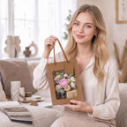 80 Pcs 9.8 x 5.1 x 7.1 in Brown Kraft Paper Gift Bags with Window & Handles - Image 4