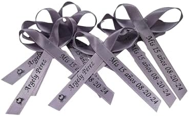 25 Personalized Ribbons Assesmbled Bows Custom Bridal Shower Favor Party Favors Wedding Bridesmaid Memorial Ribbons Funeral Baby Invitations Mis XV años Quinceanera (Thistle) by AmysBubbling