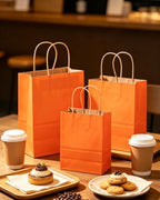 qiqee 100PCS Gift Bag with Handles Bulk Kraft Orange Paper Bags Assorted Sizes (33-Large, 33-Medium, 34-Small) - Image 5
