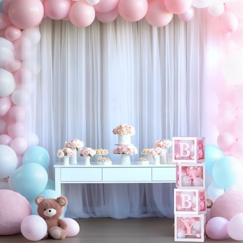 10ft x 15ft White Tulle Backdrop Curtain for Parties Sheer Fabric Backdrop Curtains for Wedding Baby Shower Bridal Shower Birthday Photo Backdrop Drapes Background Wall Decorations 2 Panels 5ft x 15ft - Image 4