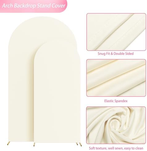 Wokceer Wedding Arch Backdrop Stand and Cover Set of 2,Arch and Ivory Cover - Image 7