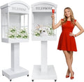 Audio Guest Book Phone Booth Stand with Wheels, Romantic Metal Audio Guestbook Telephone Booth for Wedding Birthdays Party Graduation Baby Shower Retirement Special Occasions Decoration by ROOMEDAL