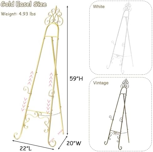 59" H × 22" L × 20" W Metal Easel Stand for Sign with Chain Support - Image 3