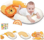 4 in 1 Tummy Time Mat with Educational Cards, Play Mat & Sitting Support for Newborn 0-12 Months, Infant Baby Sit Me Up Floor Seat, Sensory Skills Gifts, Lion by Unknown