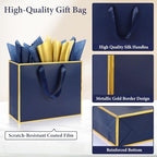 Addblu 24 Pack Navy Blue Large Gift Bags with Handles & 72 Tissue Papers - Image 3