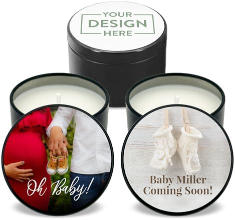 Custom Candles, Personalized Candles, Baby Shower Candle Favors, Bulk Candles, Candle Favors (Set of 10) (Black Tin) - Image 6