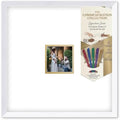 Solid Wood Signature Frame With Square Opening - White Wood - Metallic Gold Accent Mat - Guest Book Alternative With Gel Pens Made in the USA by CustomPictureFrames