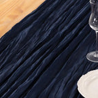 DeZerlor Navy Blue Cheesecloth Table Runner 1 Pack Christmas Runner - Image 6