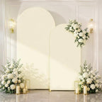 Beige Arch Cover 7.2 and 6ft Spandex Wedding Arch Backdrop Cover Set of 2 by Lrrtwer