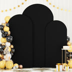 FOTSHARER Set of 3 Wedding Arch Covers 4FT 5FT 6FT Black Arch Backdrop Cover 2-Sided Spandex Arched Fabric Cover Round Top Backdrop Covers Balloon Arched Stand Cover for Party Bridal Shower Ornaments by FOTSHARER