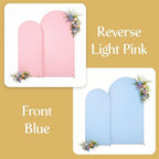 Pink and Blue Arch Backdrop Cover 7.2FT 6FT Wedding Arch Covers Set of 2 Arches Covers Stretchy Backdrop Spandex Arch Backdrops Double-Color for Party Baby Shower Gender Reveal Boy or Girl Decoration - Image 7