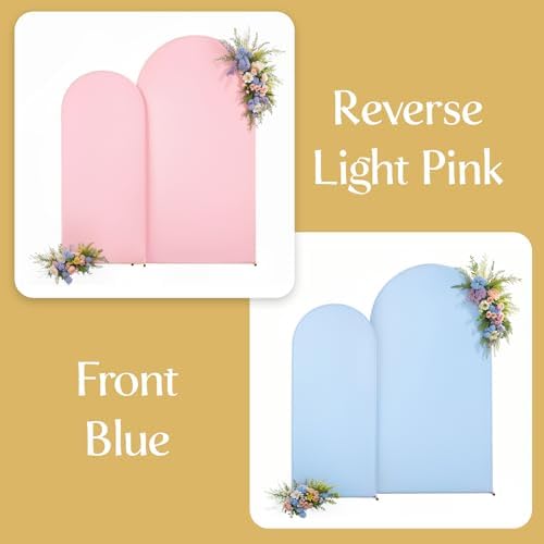 Pink and Blue Arch Backdrop Cover 7.2FT 6FT Wedding Arch Covers Set of 2 Arches Covers Stretchy Backdrop Spandex Arch Backdrops Double-Color for Party Baby Shower Gender Reveal Boy or Girl Decoration - Image 7