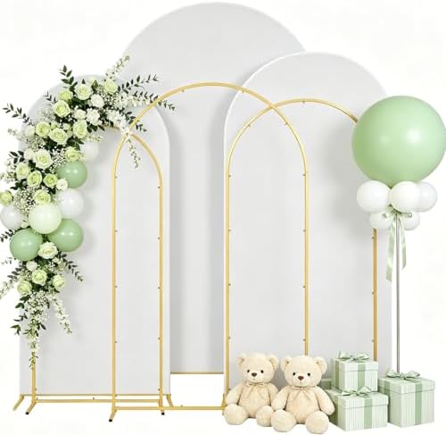 3PCS Metal Arch Backdrop Stand,6+6.6+7.2FT with Covers,Balloon Arch Stand by mekpiwu