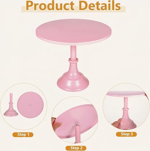 3Pcs Metal Cake Stand Set 8/10/12 Inch Pink Dessert Display Stand - Image 2