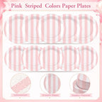 Mimorou 175 Pcs Pink White Striped Party Tableware for 25 - Image 4