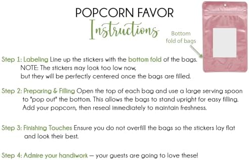 Pink Bow Baby Shower Popcorn Stickers and Bags, 30 Sets - Image 5