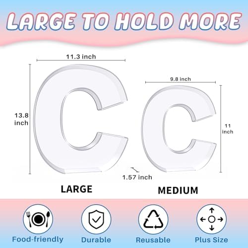 13.8" Extra Large Acrylic Letter Charcuterie Board Box, Reusable Fillable Letter Cake Candy Dish Display Serving Tray for Birthday Anniversary Party Decoration (C) - Image 2