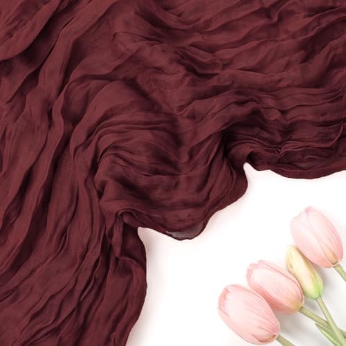 12 Pack Burgundy Cheesecloth Table Runner 10Ft 23 x 120 Inch - Image 4