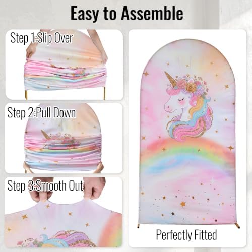 Unicorn Rainbow Arch Backdrop Cover, 7.2FT x 4FT, for Birthday Baby Shower - Image 6