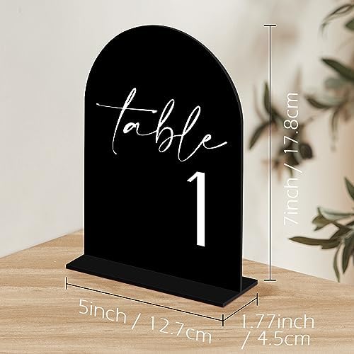 Black Arch Acrylic Table Numbers with Stands 1-20, 5x7" Black Arched Acrylic Sign and Bases, Arch Table Numbers for Centerpiece Wedding Reception (1-20) - Image 2