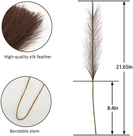 obbsie 50pcs Faux Pampas Grass Decor, 21.6" Short Artificial Pompous Grass Floral Fake Pompas Grass Branches Vase Filler Flower Arrangement for Home Wedding Boho Decor, Brown (Pack of 2) - Image 5
