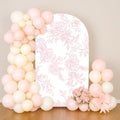 Pink Floral Arch Backdrop Cover Toile Bride to Be Baby Shower Girl Party Chiara Arched Frame Bow Flowers 1st Wedding Birthday Parties Decorations (6FT,4645) by afoloa