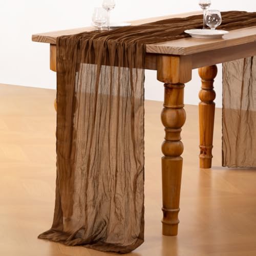 DeZerlor Brown Cheesecloth Table Runners 6 Pack Fall Runners - Image 5