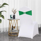 Spandex Emerald Green Chair Sashes Bows 50 PCS Stretch Chair Cover Band - Image 4