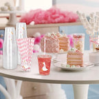 Whaline 50 Pcs One Silly Goose Disposable Plastic Cups with Lids and Straws 12 Oz Cute Pink Bow Goose Cold Beverage Drinking Cups for First Birthday Baby Shower Party Supplies - Image 7