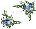 2pcs Blue & Grey Deluxe Welcome Sign Artificial Flowers Wedding Backdrop Garland Hanging Floral Arrangements for Ceremony Reception Entryway Board Sweetheart Table by AngelaFlower