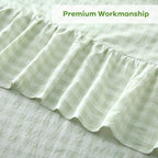 Pile Green White Gingham Ruffle Tablecloth Square 60"x60" - Image 6