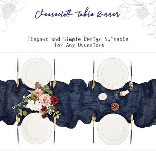 Showgeous 16 Pack Navy Blue Cheesecloth Table Runner 17 x 108 Inch - Image 5