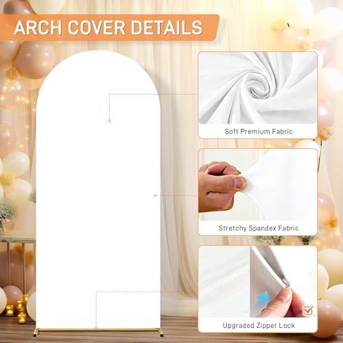 Arch Backdrop Cover Stretchy Backdrop (White, 4+5+6FT) - Image 3