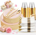 KIRE 175PCS Pink Plates Disposable - Pink and Gold Plates for Baby Shower by KIRE