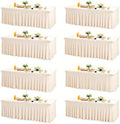 Wish Care 8 Pack Ivory Spandex Table Clothes for 6 Foot Rectangle Tables, 6FT Wrinkle Free Fitted Tablecloths Ruffles Design Table Cloth for Party, Banquet, Wedding and Events by WishCare