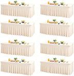 Wish Care 8 Pack Ivory Spandex Table Clothes for 6 Foot Rectangle Tables, 6FT Wrinkle Free Fitted Tablecloths Ruffles Design Table Cloth for Party, Banquet, Wedding and Events by WishCare