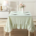 Pile Green White Gingham Ruffle Table Cloth Rectangular 120“x60” by KMASANIJI