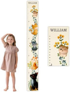 Personalized Growth Chart for Wall, Five Kittens Height Growth for Kids, Wooden Name Ruler for Nursery and Playroom, Baby Shower Gift 63" x 7.8" by Chgcuofce