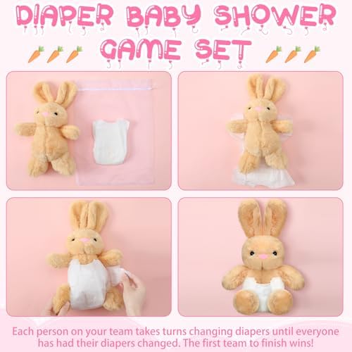 Seenelling Blindfold Diaper Baby Shower Game Kit, Rabbit, 8 Sets - Image 3