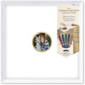 Solid Wood Signature Frame With Circle Opening - White Wood - Metallic Gold Accent Mat - Guest Book Alternative With Gel Pens Made in the USA by CustomPictureFrames