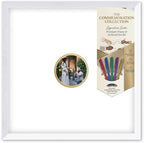 Solid Wood Signature Frame With Circle Opening - White Wood - Metallic Gold Accent Mat - Guest Book Alternative With Gel Pens Made in the USA by CustomPictureFrames