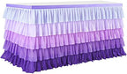 Purple Tutu Tablecloth Mermaid Party Table Skirt for Rectangle Round Tables 1st Birthday Party Baby Shower Ruffled Chiffon Table Decorations - Image 3